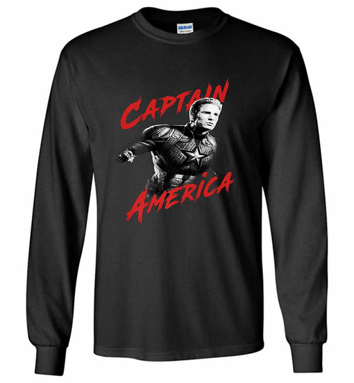Inktee Store - Avengers Endgame Captain America Tonal Portrait Long Sleeve T-Shirt Image