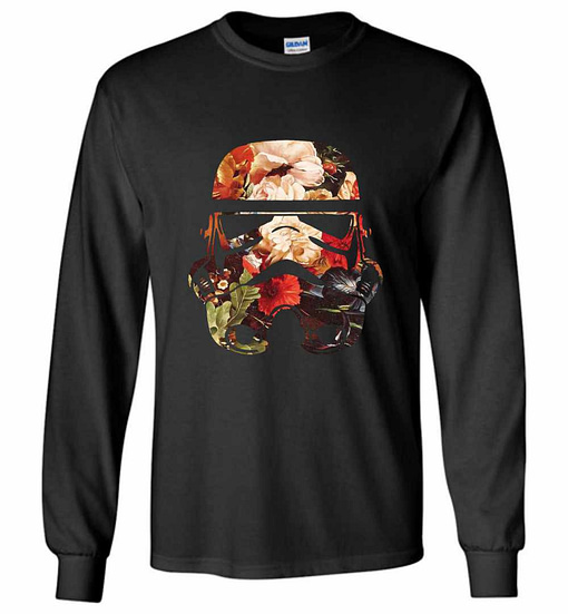 Inktee Store - Star Wars Floral Print Stormtrooper Long Sleeve T-Shirt Image
