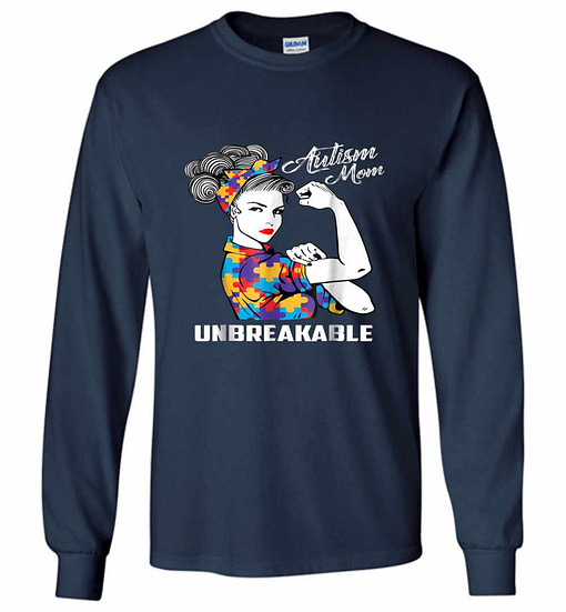 Inktee Store - Autism Mom Unbreakable Autism Awareness Gift Long Sleeve T-Shirt Image