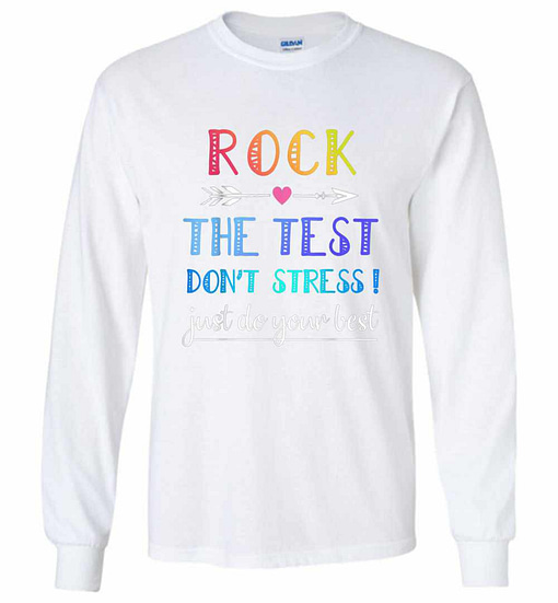 Inktee Store - Rock The Test Funny School Professor Teacher Joke Long Sleeve T-Shirt Image