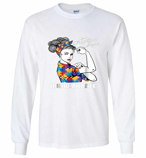 Inktee Store - Autism Mom Unbreakable Autism Awareness Gift Long Sleeve T-Shirt Image