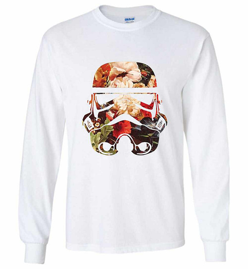 Inktee Store - Star Wars Floral Print Stormtrooper Long Sleeve T-Shirt Image