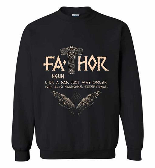 Inktee Store - Mens Fathor Like Dad Hugin And Munin Valknut Tsh Sweatshirt Image