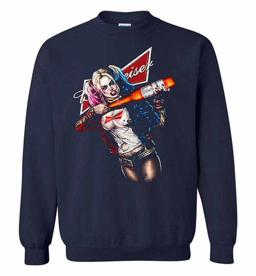 Inktee Store - Harley Quinn Budweiser Fan Sweatshirt Image