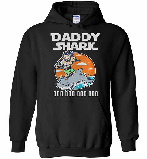 Inktee Store - Aquaman Riding Shark Daddy Shark Doo Doo Doo Doo Hoodies Image