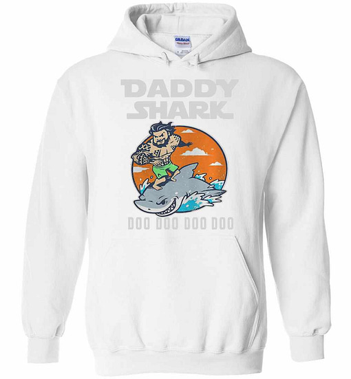 Inktee Store - Aquaman Riding Shark Daddy Shark Doo Doo Doo Doo Hoodies Image
