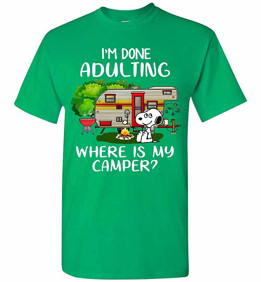 Inktee Store - Snoopy I'M Done Adulting Where Is My Camper Men'S T-Shirt Image