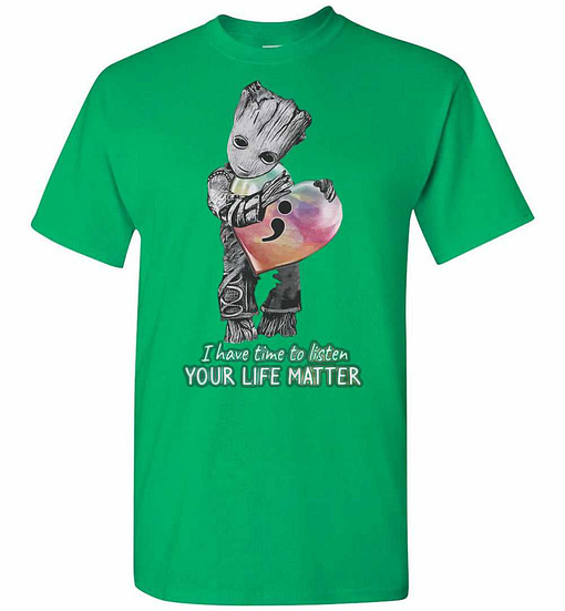 Inktee Store - Baby Groot Hug Heart I Have Time To Listen Your Life Men'S T-Shirt Image