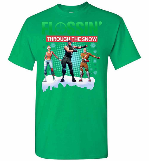 Inktee Store - Flossing Through The Snow Fortnite Christmas Men'S T-Shirt Image