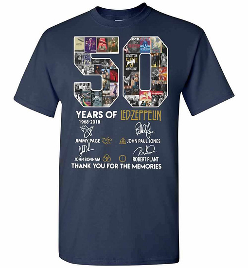 Inktee Store - 50 Years Of Led Zeppelin 1968-2018 Signature Men'S T-Shirt Image