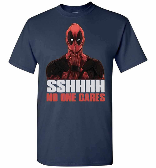 Inktee Store - Deadpool Shhhhhh No One Cares Men'S T-Shirt Image