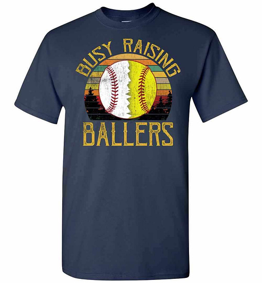 Inktee Store - Baseball Softball Mom Busy Raising Ballers Men'S T-Shirt Image