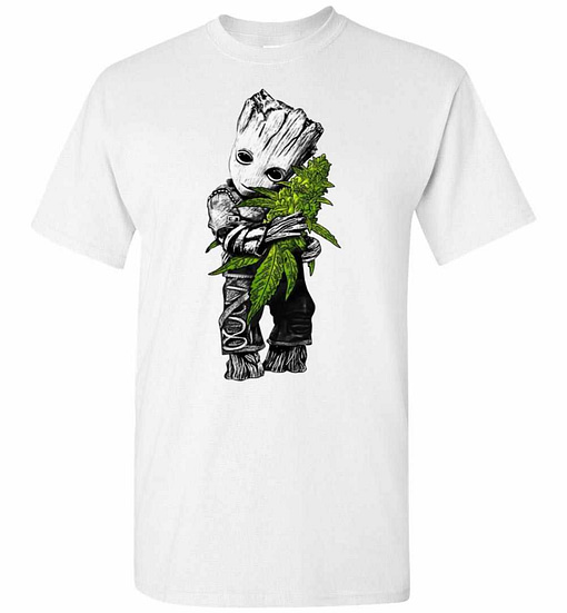 Inktee Store - Baby Groot Hugs Weed Men'S T-Shirt Image