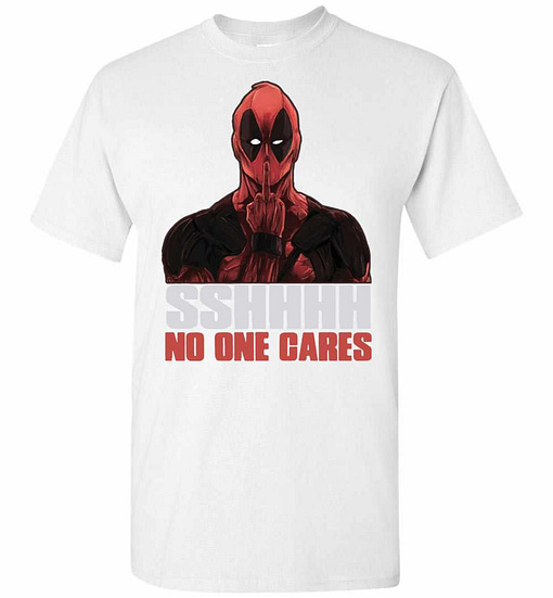 Inktee Store - Deadpool Shhhhhh No One Cares Men'S T-Shirt Image