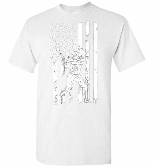 Inktee Store - Baseball Player With American Flag Men'S T-Shirt Image