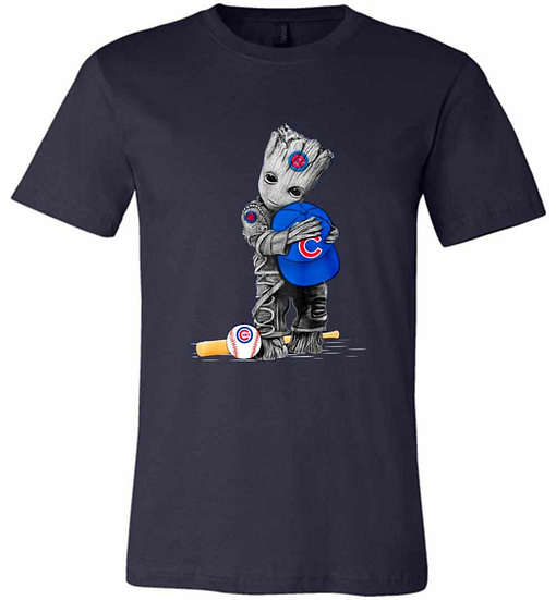Inktee Store - Baby Groot Hug Chicago Cubs Hat Premium T-Shirt Image