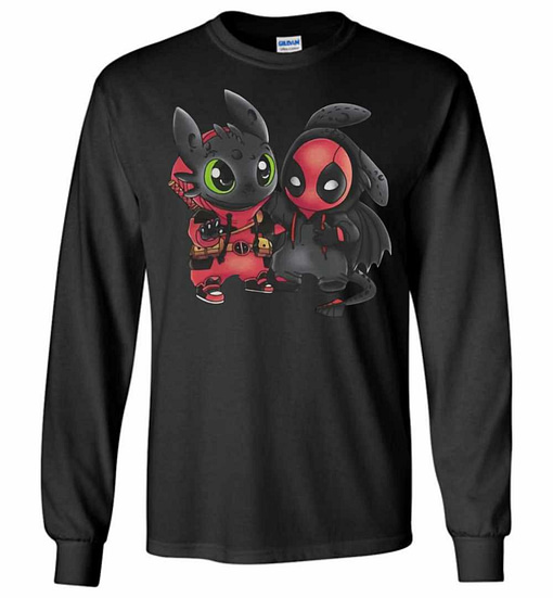 Inktee Store - Baby Toothless And Deadpool Long Sleeve T-Shirt Image