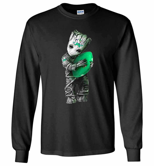 Inktee Store - Baby Groot Hug Notre Dame Fighting Irish Long Sleeve T-Shirt Image
