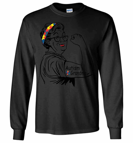 Inktee Store - Autism Grandma Strong Woman Long Sleeve T-Shirt Image
