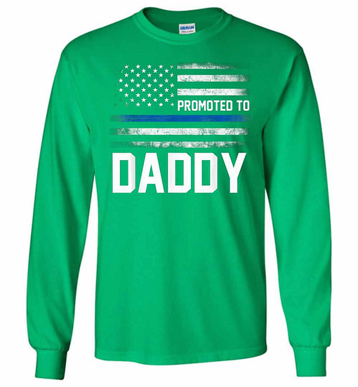Inktee Store - Funny Promoted To Daddy American Flag Fathers Day Long Sleeve T-Shirt Image