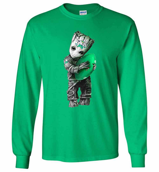 Inktee Store - Baby Groot Hug Notre Dame Fighting Irish Long Sleeve T-Shirt Image