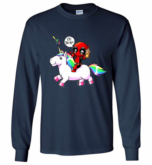 Inktee Store - Deadpool And Unicorn Oh Snap Long Sleeve T-Shirt Image