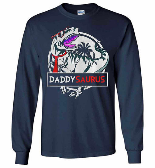 Inktee Store - Daddy Saurus Glasses Long Sleeve T-Shirt Image