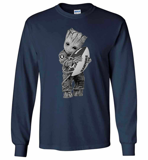 Inktee Store - Baby Groot Hug Oakland Raiders Long Sleeve T-Shirt Image