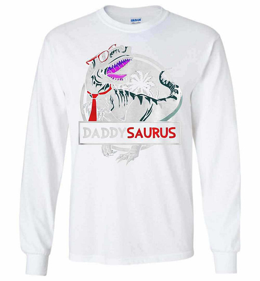 Inktee Store - Daddy Saurus Glasses Long Sleeve T-Shirt Image