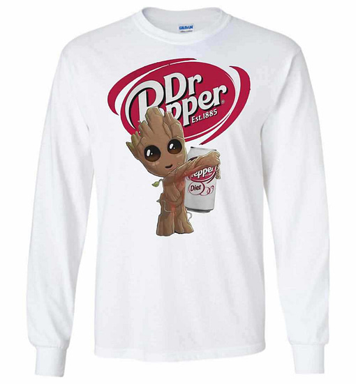 Inktee Store - Baby Groot Hug Dr Pepper Long Sleeve T-Shirt Image