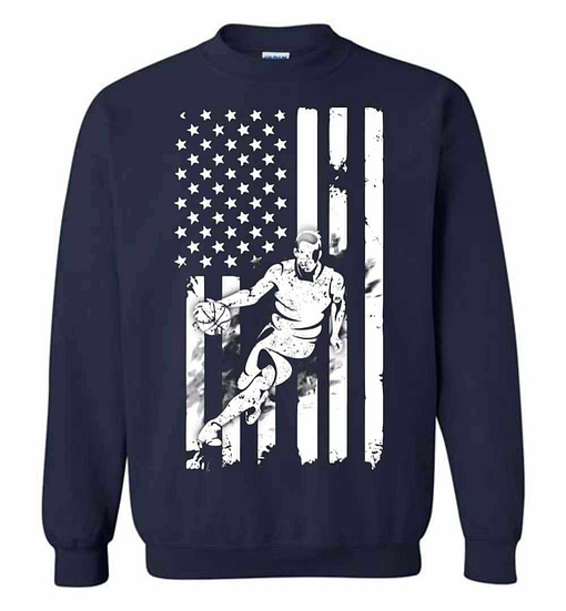 Inktee Store - Basketball Player With American Flag Sweatshirt Image