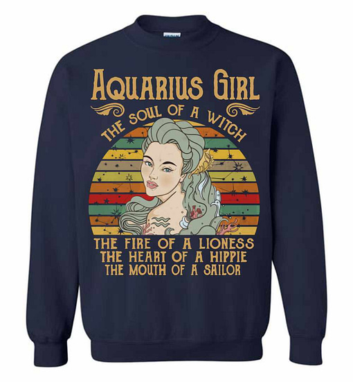 Inktee Store - Aquarius Girl The Soul Of A Witch - Zodiac Pride Vintage Sweatshirt Image
