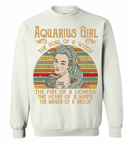 Inktee Store - Aquarius Girl The Soul Of A Witch - Zodiac Pride Vintage Sweatshirt Image