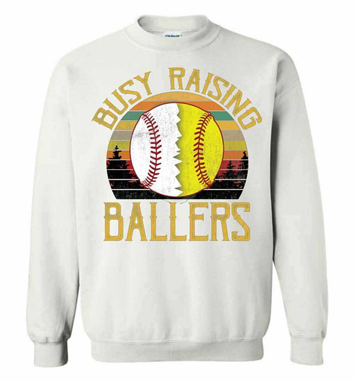 Inktee Store - Baseball Softball Mom Busy Raising Ballers Sweatshirt Image