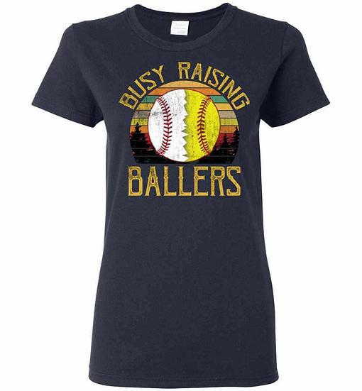 Inktee Store - Baseball Softball Mom Busy Raising Ballers Women'S T-Shirt Image