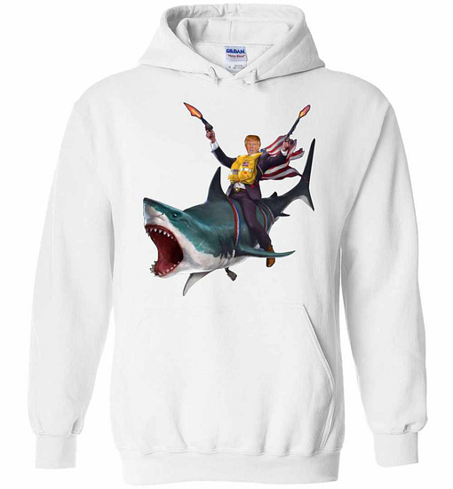 Inktee Store - Donald Trump Riding Shark 4Th Of July Hoodies Image