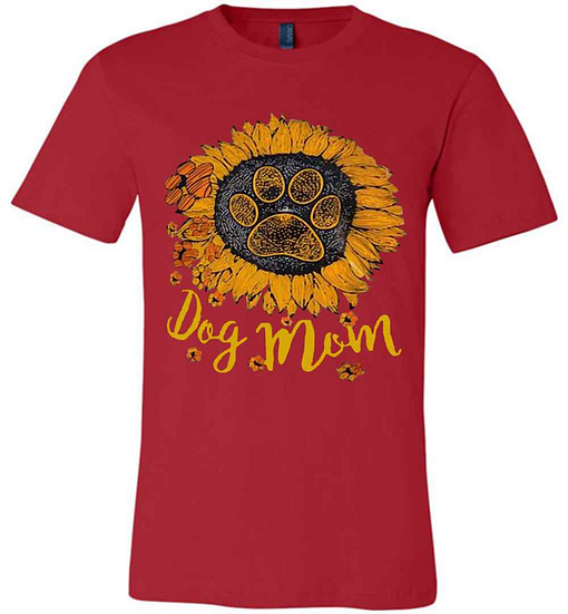 Inktee Store - Dog Paw Sunflower Dog Mom Premium T-Shirt Image
