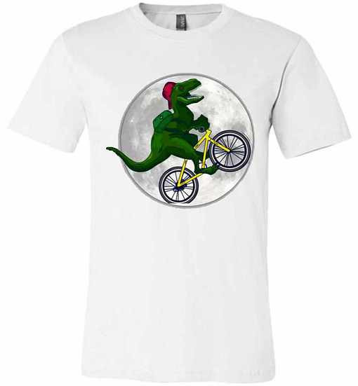 Inktee Store - Dinosaurs Ride Bicycles On The Moon Premium T-Shirt Image