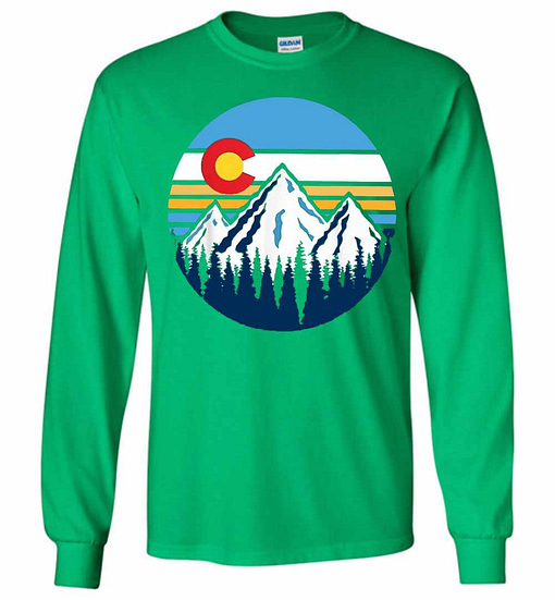 Inktee Store - Colorado Mountains Retro Vintage Vibe Design Long Sleeve T-Shirt Image