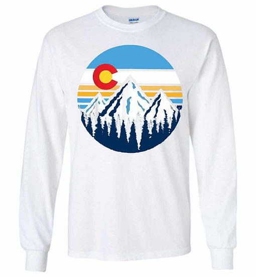 Inktee Store - Colorado Mountains Retro Vintage Vibe Design Long Sleeve T-Shirt Image