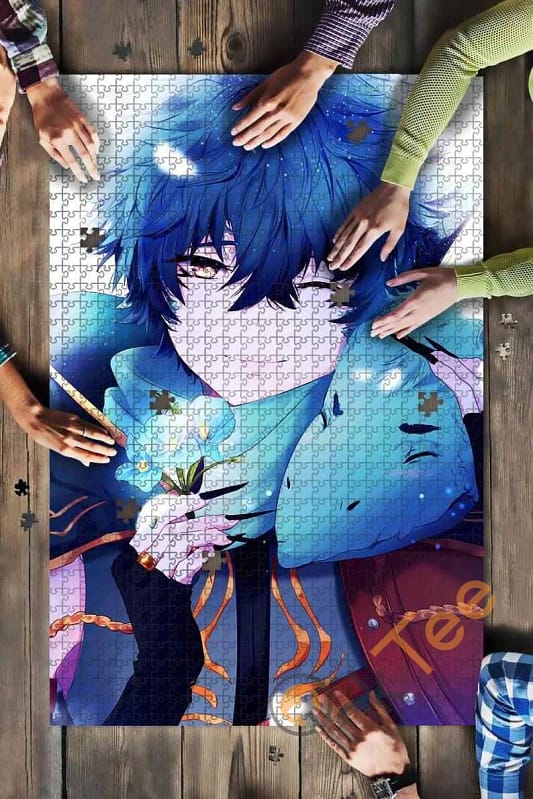 Anime Boy Dragon Blue Flowers Kids Toys Jigsaw Puzzle