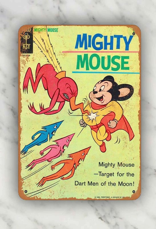 1965 Mighty Mouse Comic Metal Sign