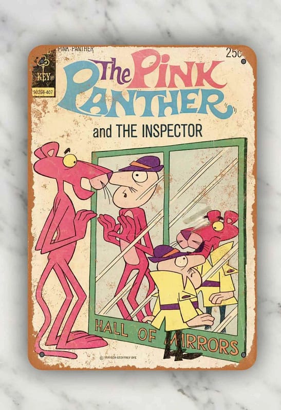 1974 The Pink Panther Comic Metal Sign
