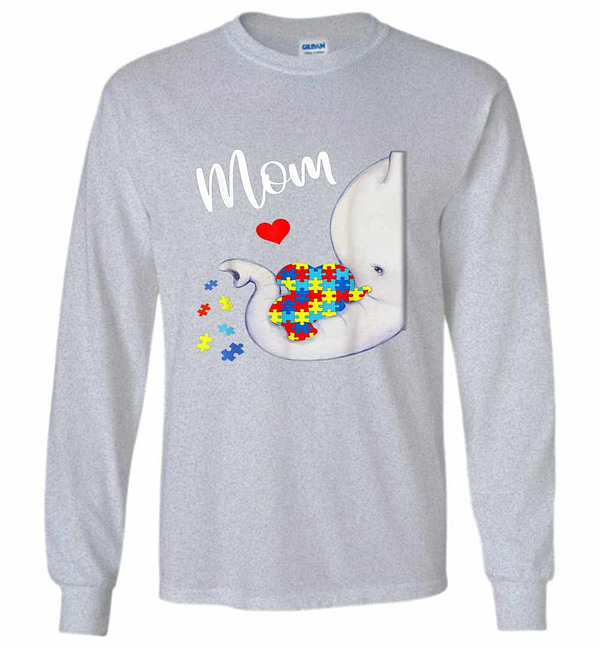 Inktee Store - Autism Awareness Autism Elephant Mom Cute Gifts Long Sleeve T-Shirt Image