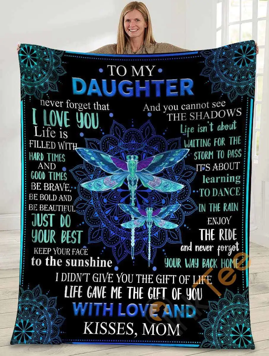 To My Daughter Never Forget That I Love You Namaste Dragonfly Ultra Soft Cozy Plush Fleece Blanket