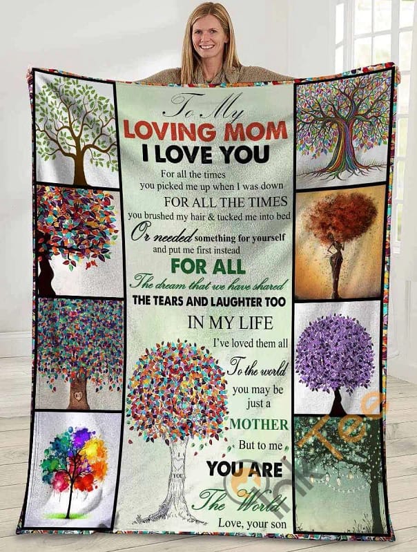 To My Loving Mom I Love You Colorful Tree Ultra Soft Cozy Plush Fleece Blanket
