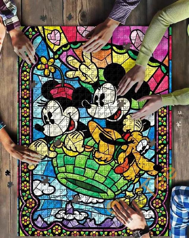 Mickey And Minnie Glass Kid Toys Jigsaw Puzzle