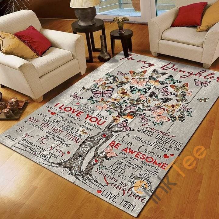 Personalized To My Daughter Butterfly Tree Mom Living Room Bedroom Rug