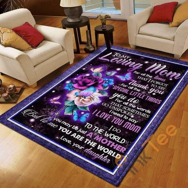 Personalized To My Loving Mom I Love You Butterfly Daughter Living Room Bedroom Indoor Rug