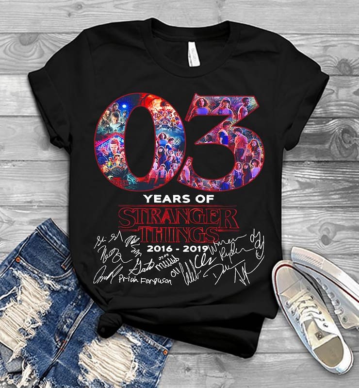 03rd Years Of Stranger Things 2016-2019 Signature Mens T-shirt